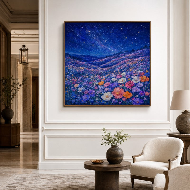 Starry Flower Field Canvas Painting #Kiss 191