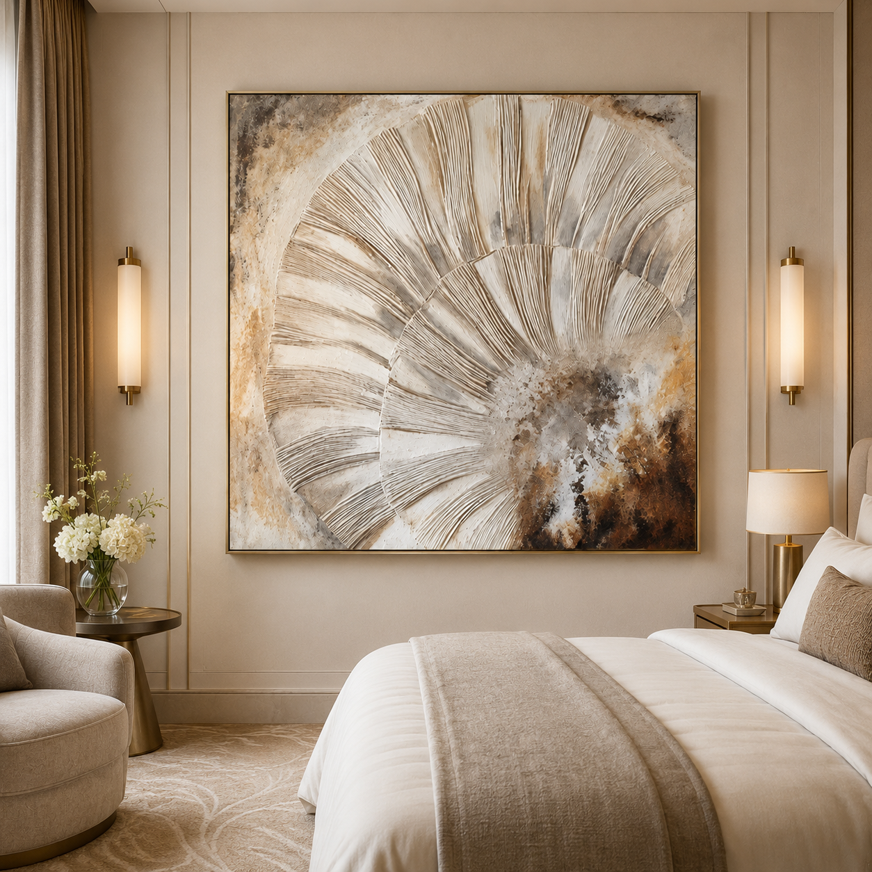 Neutral Textured Abstract Canvas Painting #Kiss 182