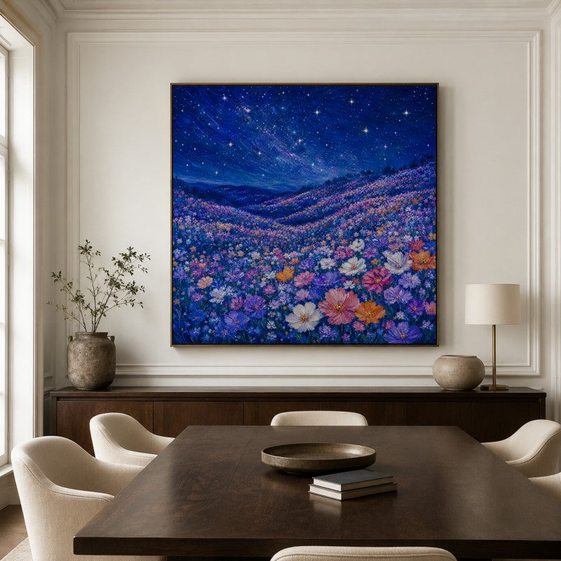 Starry Flower Field Canvas Painting #Kiss 191