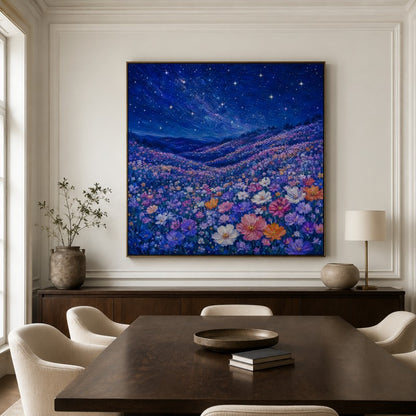 Starry Flower Field Canvas Painting #Kiss 191