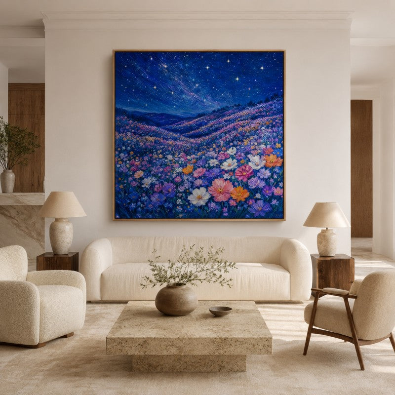 Starry Flower Field Canvas Painting #Kiss 191