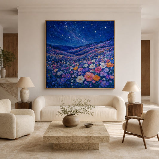 Starry Flower Field Canvas Painting #Kiss 191