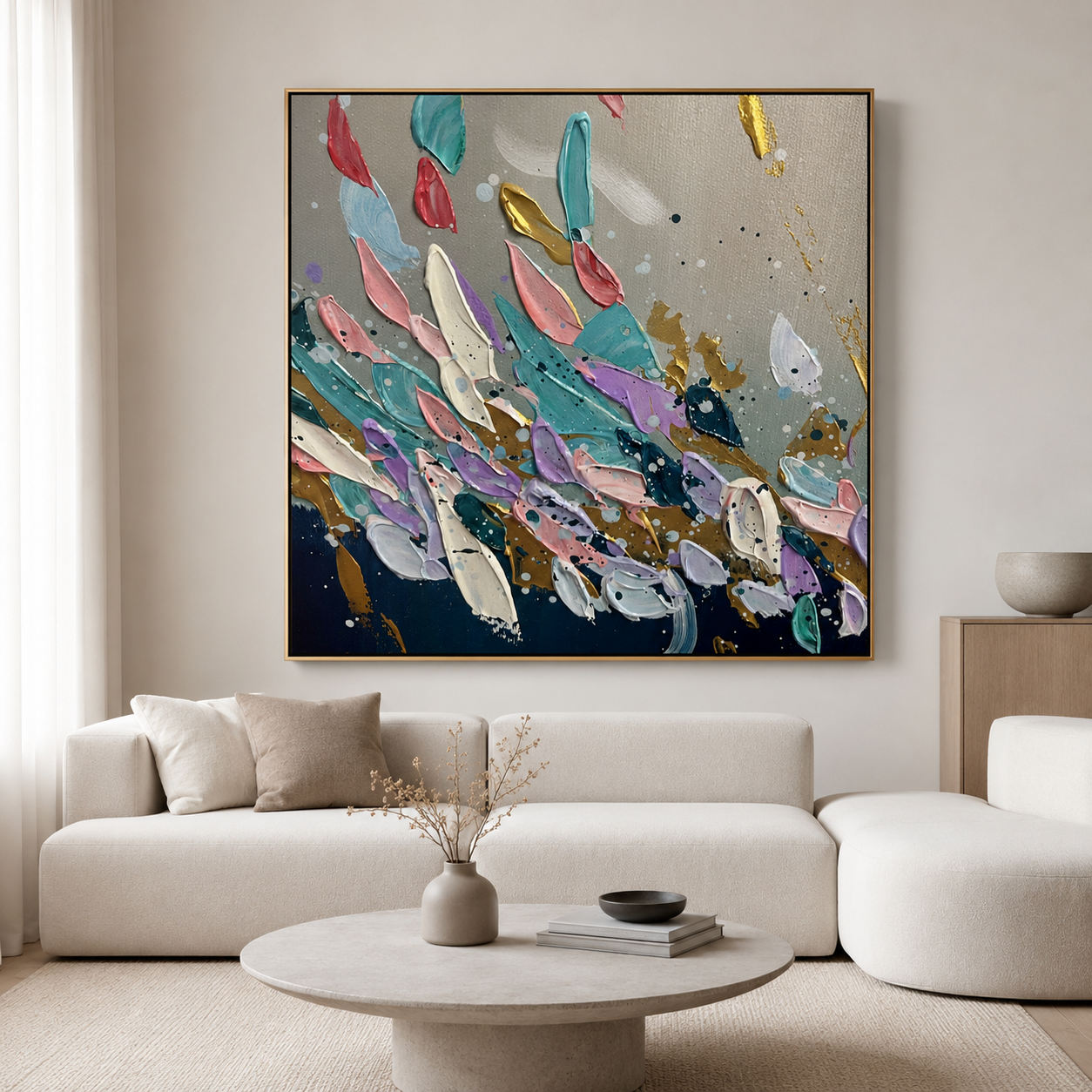 Colorful Textured Abstract Canvas Painting #Kiss 184