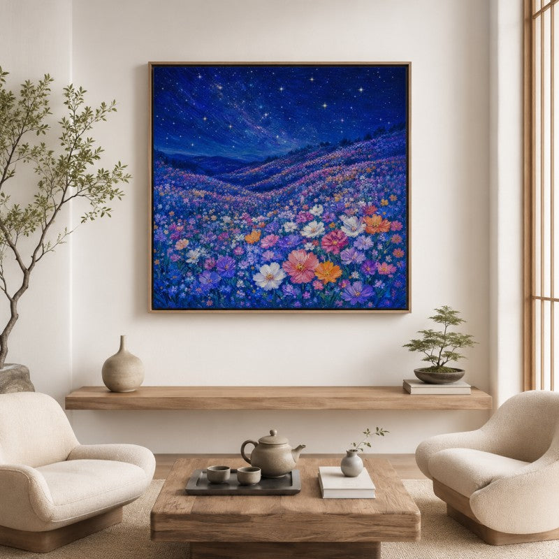Starry Flower Field Canvas Painting #Kiss 191