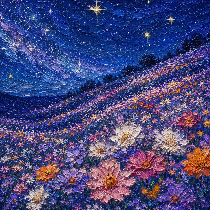 Starry Flower Field Canvas Painting #Kiss 191