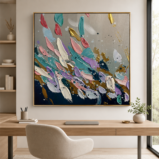 Colorful Textured Abstract Canvas Painting #Kiss 184
