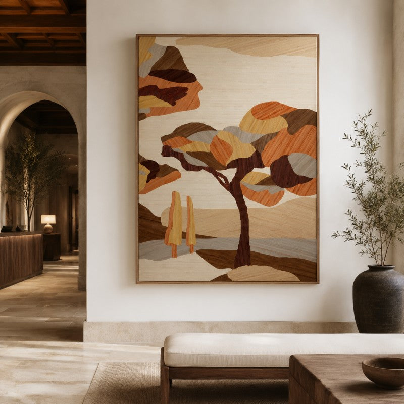 Wooden Tree Landscape Canvas Painting #Kiss 196