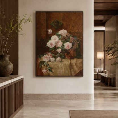 Vintage Rose Still Life Canvas Painting #Kiss 202