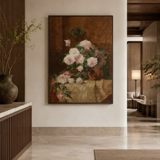 Vintage Rose Still Life Canvas Painting #Kiss 202