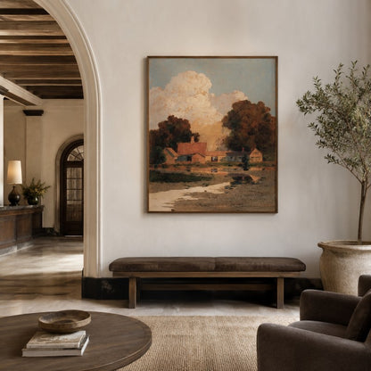 Warm Countryside Landscape Canvas Painting #Kiss 197