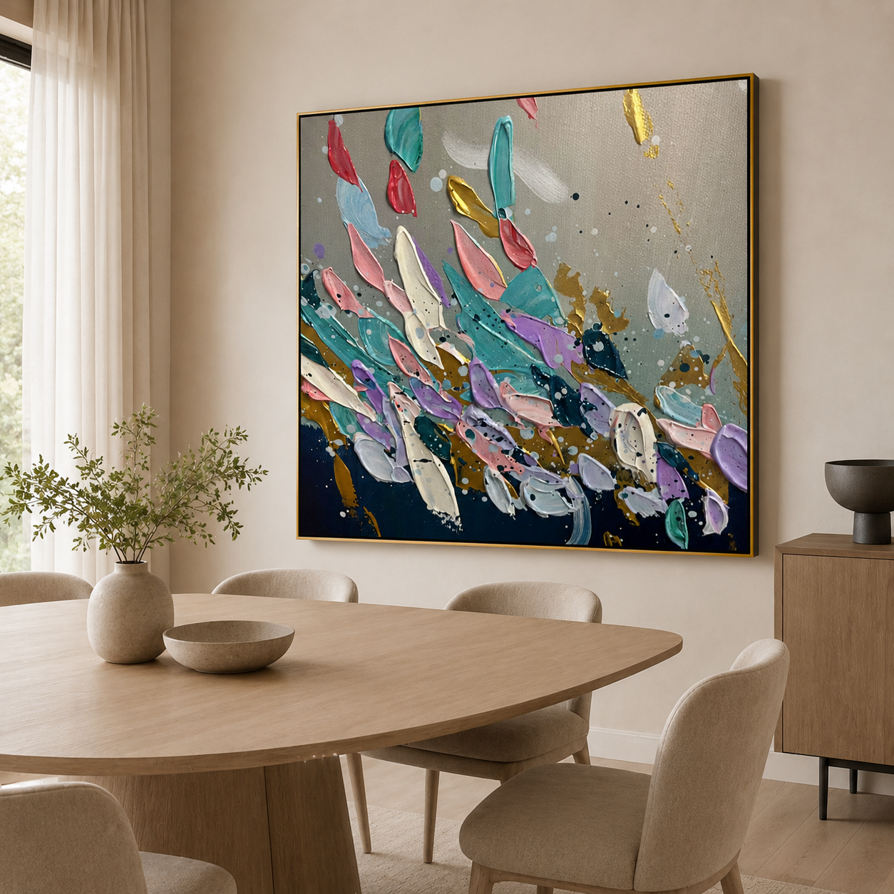 Colorful Textured Abstract Canvas Painting #Kiss 184