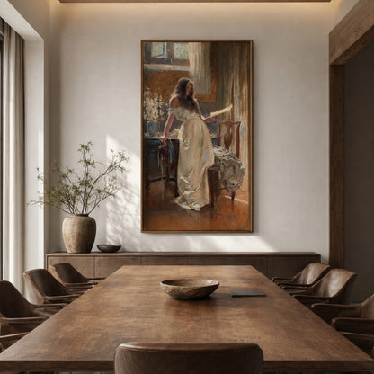 Letter Reading Lady Canvas Painting | Classical Figurative Wall Art | Kissmuse