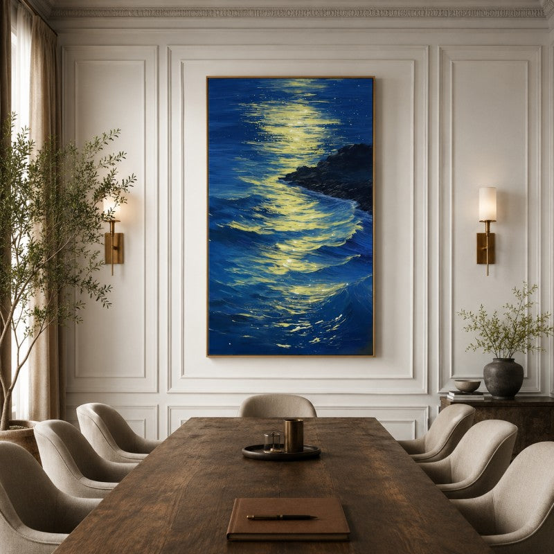 Moonlit Ocean Canvas Painting #Kiss 199
