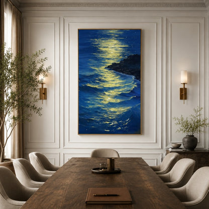 Moonlit Ocean Canvas Painting #Kiss 199