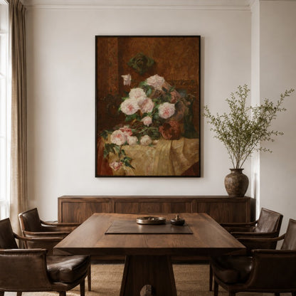 Vintage Rose Still Life Canvas Painting #Kiss 202