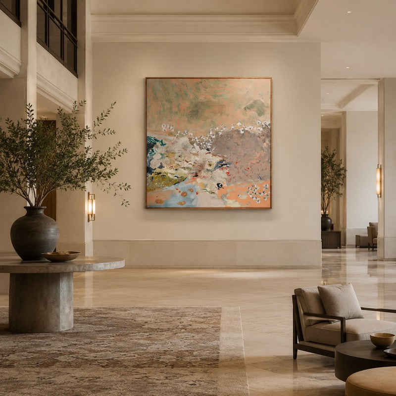 Blush Meadow Abstract Canvas Painting #Kiss 192