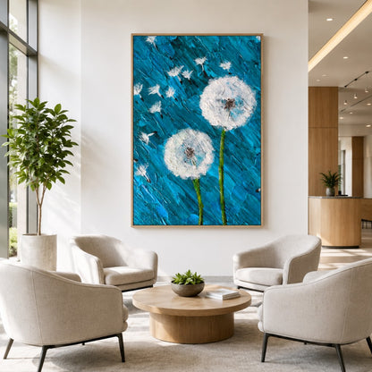 Blue Dandelion Canvas Painting #Kiss 188