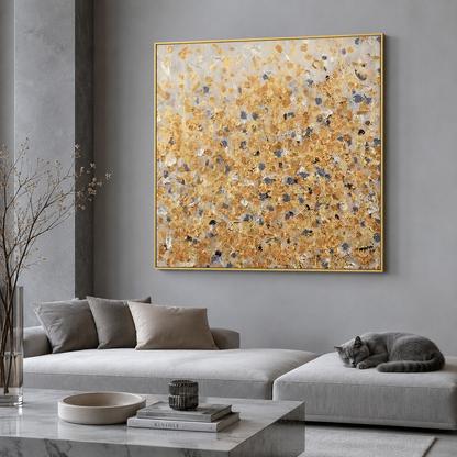 Golden Texture Abstract Canvas Painting #Kiss 183