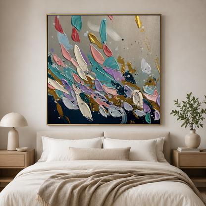 Colorful Textured Abstract Canvas Painting #Kiss 184