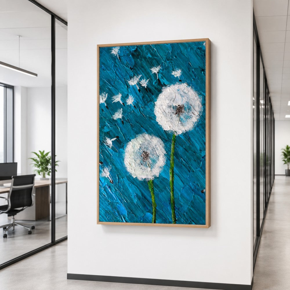 Blue Dandelion Canvas Painting #Kiss 188