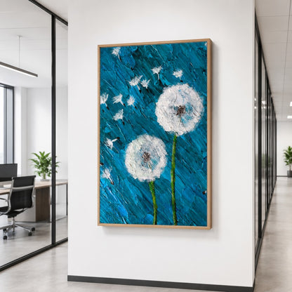 Blue Dandelion Canvas Painting #Kiss 188