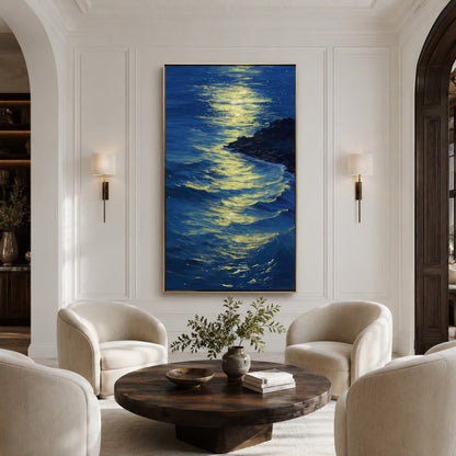 Moonlit Ocean Canvas Painting #Kiss 199