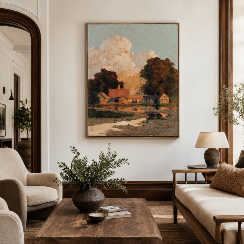 Warm Countryside Landscape Canvas Painting #Kiss 197