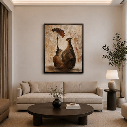 Abstract Rustic Vase Canvas Painting #Kiss 198
