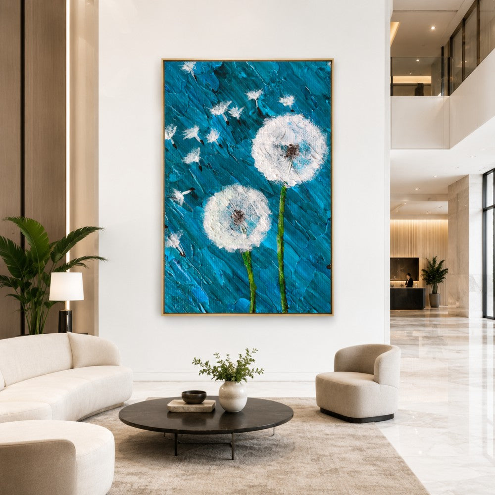 Blue Dandelion Canvas Painting #Kiss 188