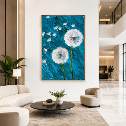 Blue Dandelion Canvas Painting #Kiss 188