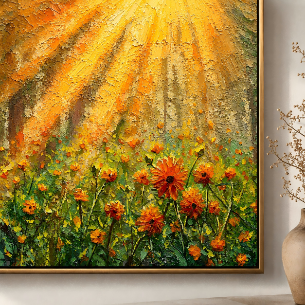 Sunlit Wildflower Canvas Painting #Kiss 185