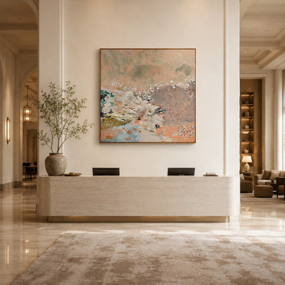Blush Meadow Abstract Canvas Painting #Kiss 192