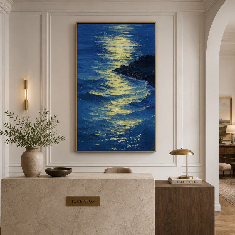 Moonlit Ocean Canvas Painting #Kiss 199