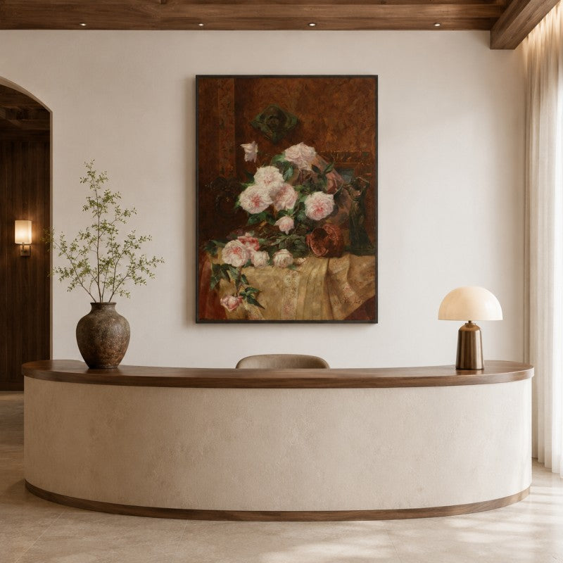 Vintage Rose Still Life Canvas Painting #Kiss 202