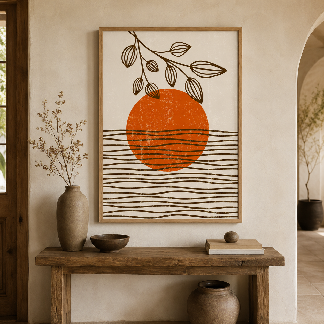 Sunset Wave Botanical Canvas Painting #Kiss 181
