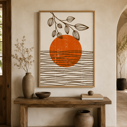 Sunset Wave Botanical Canvas Painting #Kiss 181