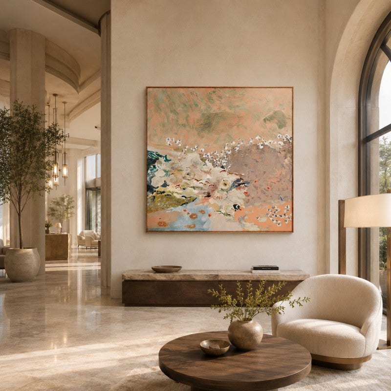 Blush Meadow Abstract Canvas Painting #Kiss 192