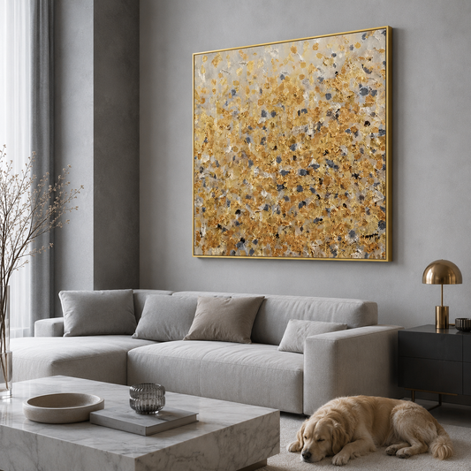 Golden Texture Abstract Canvas Painting #Kiss 183
