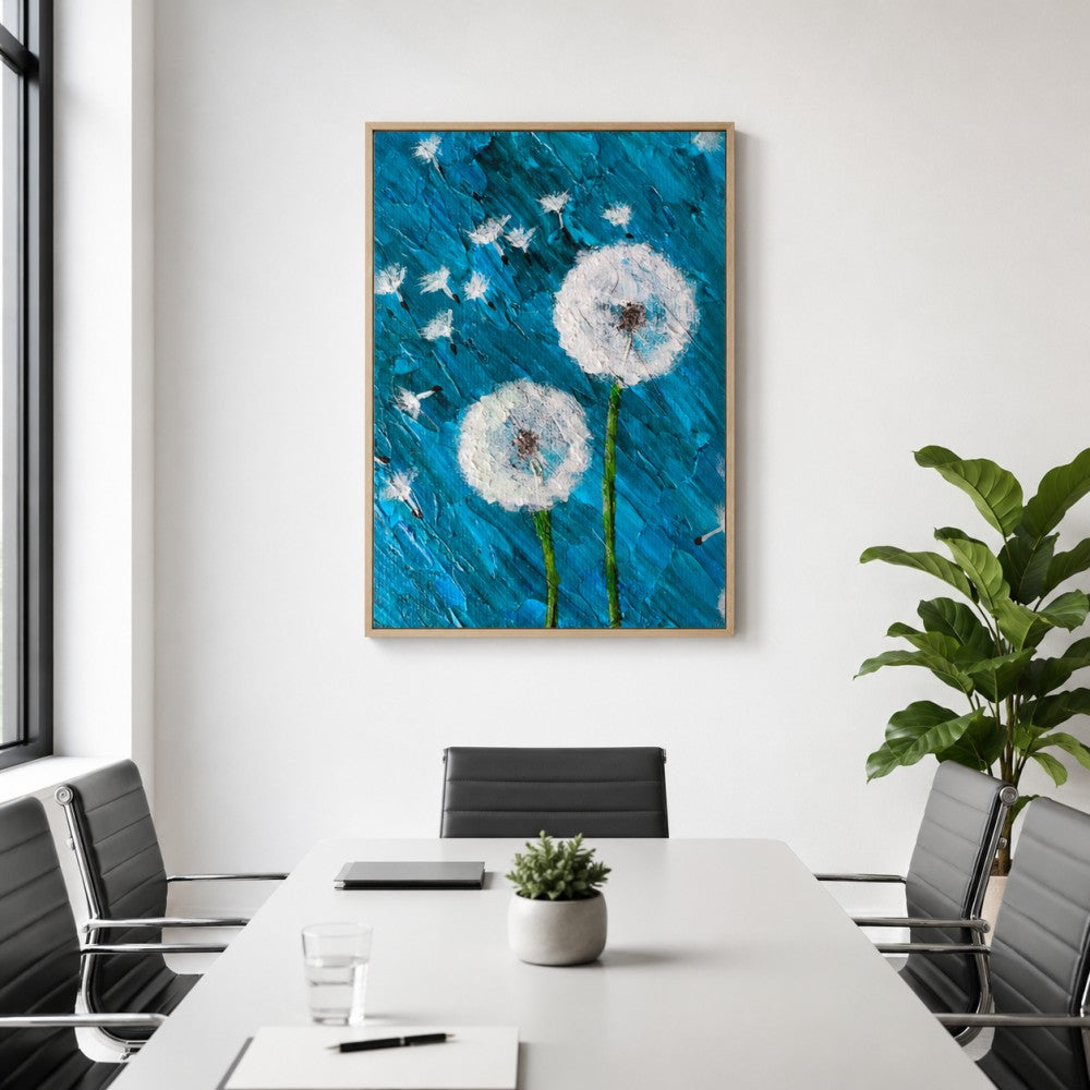 Blue Dandelion Canvas Painting #Kiss 188