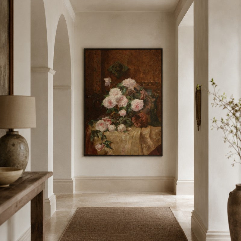 Vintage Rose Still Life Canvas Painting #Kiss 202