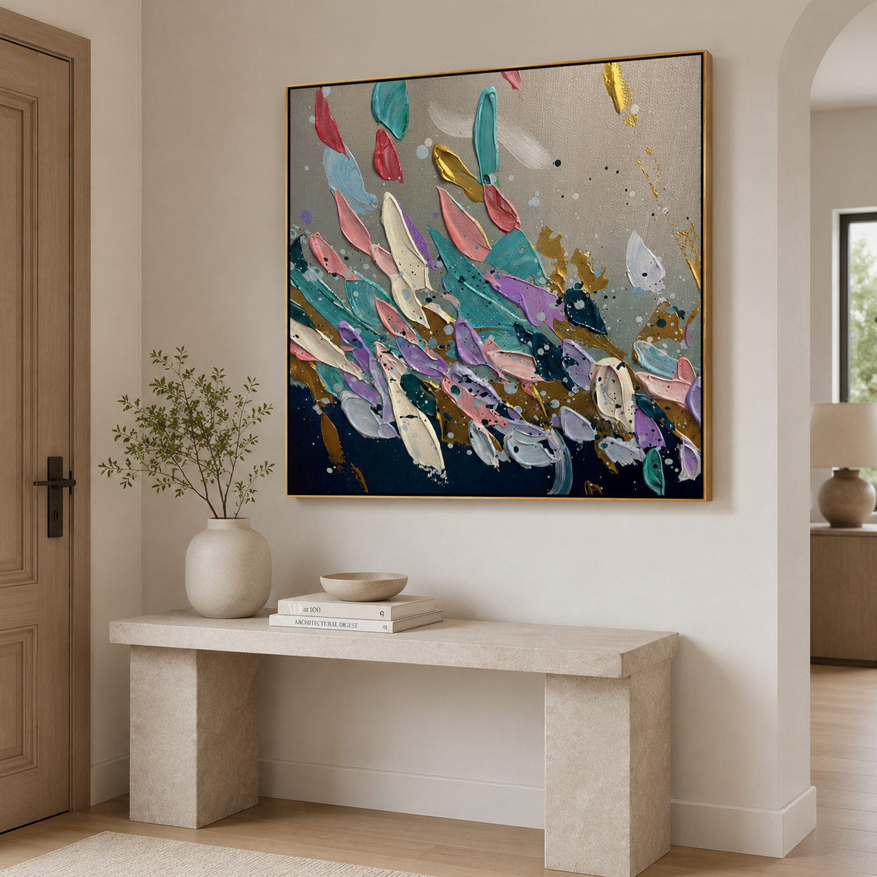 Colorful Textured Abstract Canvas Painting #Kiss 184
