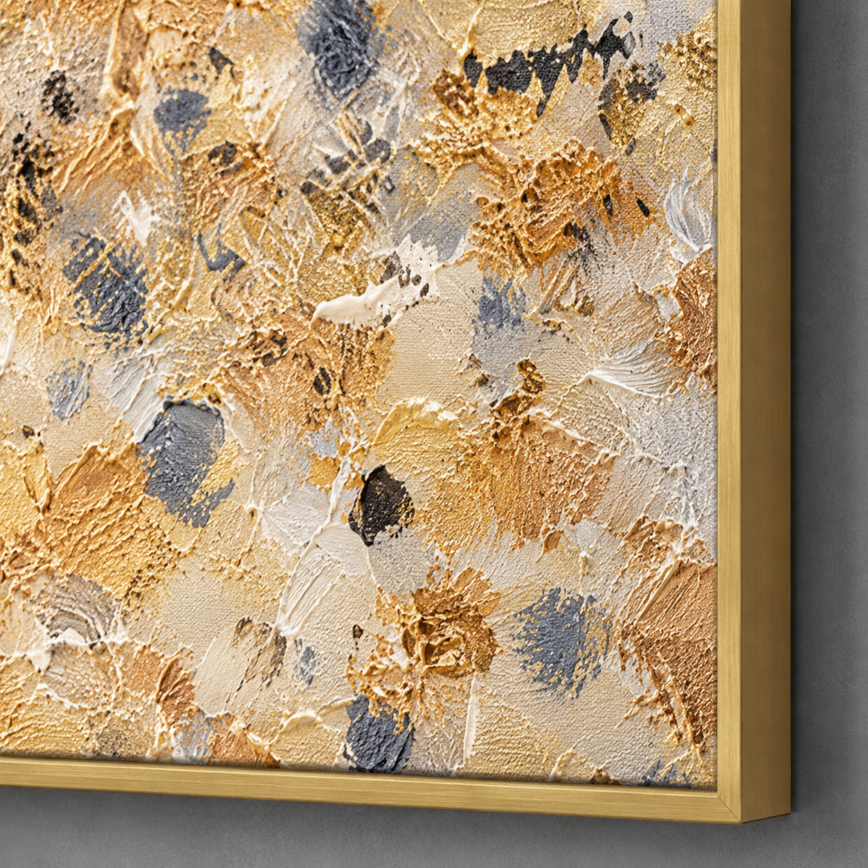 Golden Texture Abstract Canvas Painting #Kiss 183