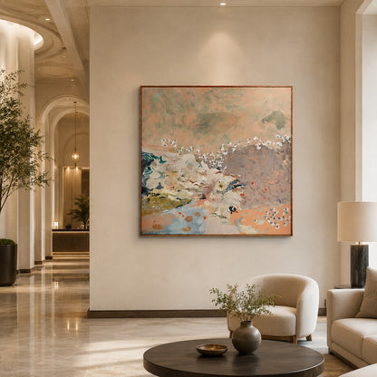 Blush Meadow Abstract Canvas Painting #Kiss 192