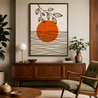 Sunset Wave Botanical Canvas Painting #Kiss 181