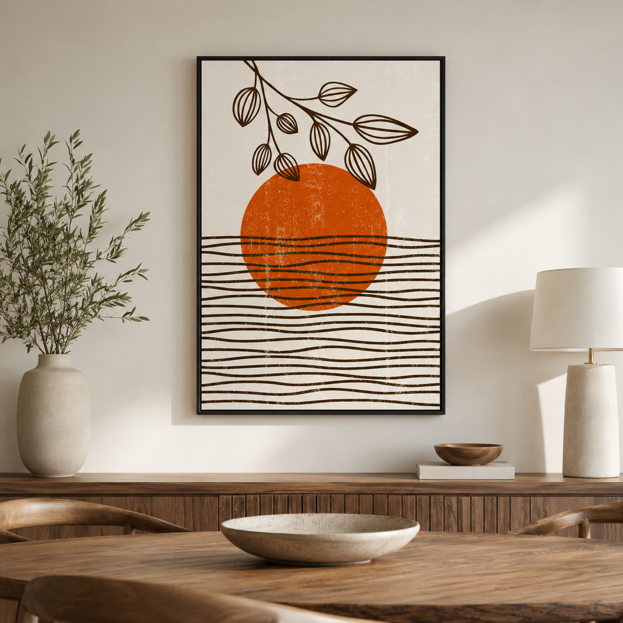 Sunset Wave Botanical Canvas Painting #Kiss 181