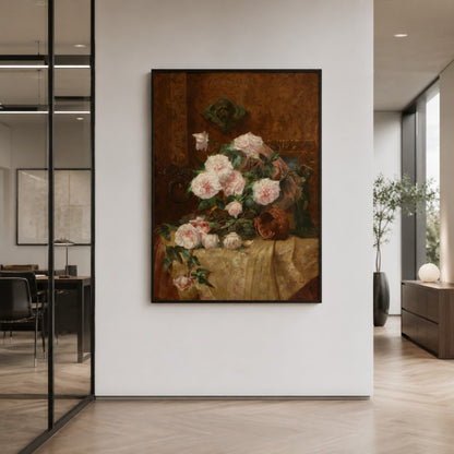 Vintage Rose Still Life Canvas Painting #Kiss 202