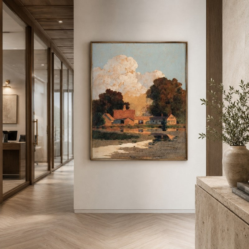 Warm Countryside Landscape Canvas Painting #Kiss 197