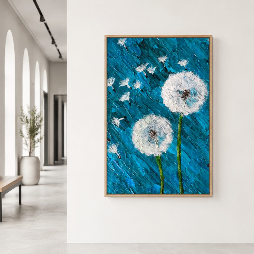Blue Dandelion Canvas Painting #Kiss 188