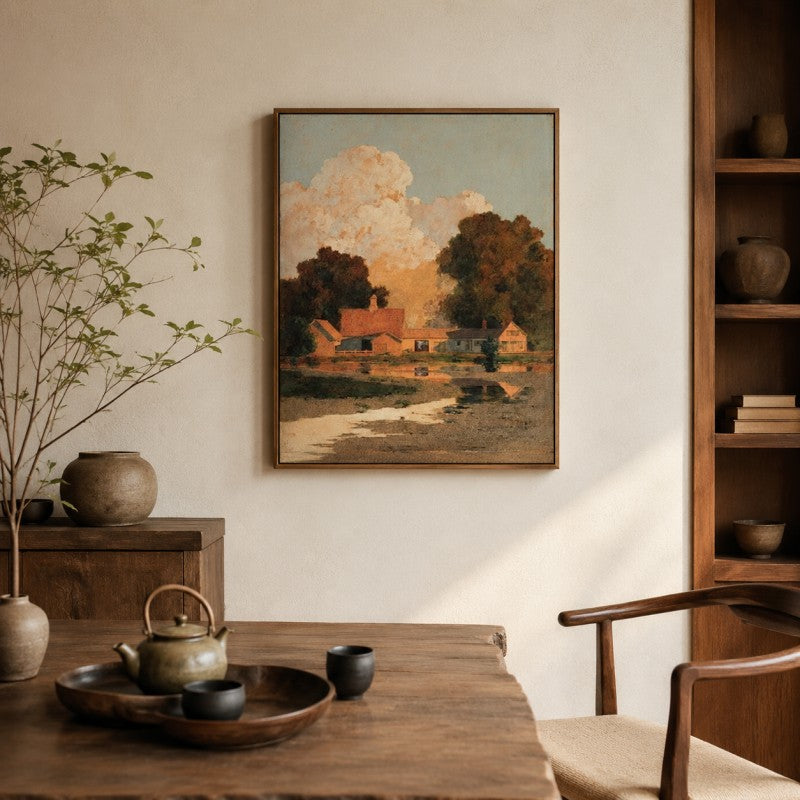 Warm Countryside Landscape Canvas Painting #Kiss 197