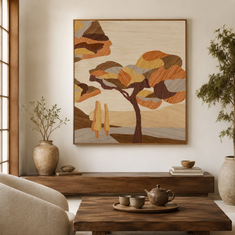 Wooden Tree Landscape Canvas Painting #Kiss 196